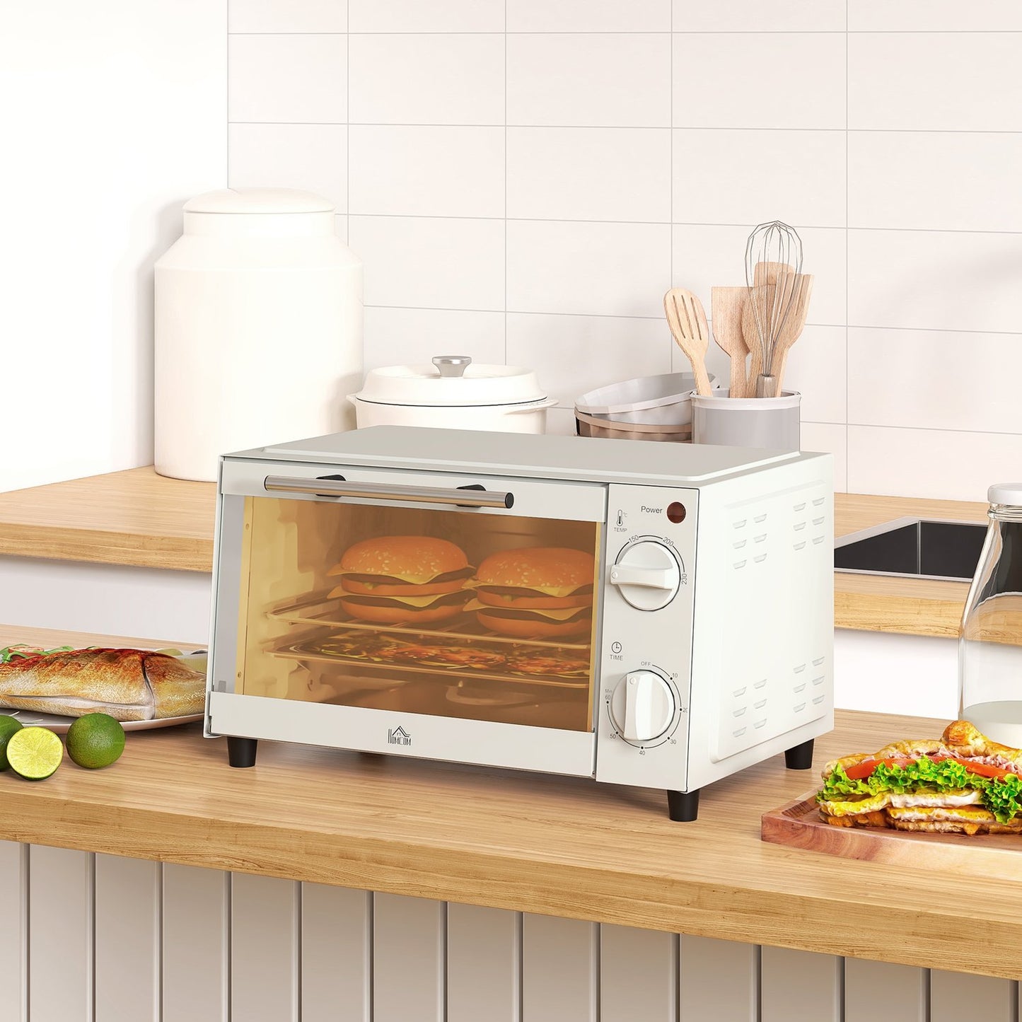 Mini oven 9L – 750W, Timer, Adjustable Temp, Cream white