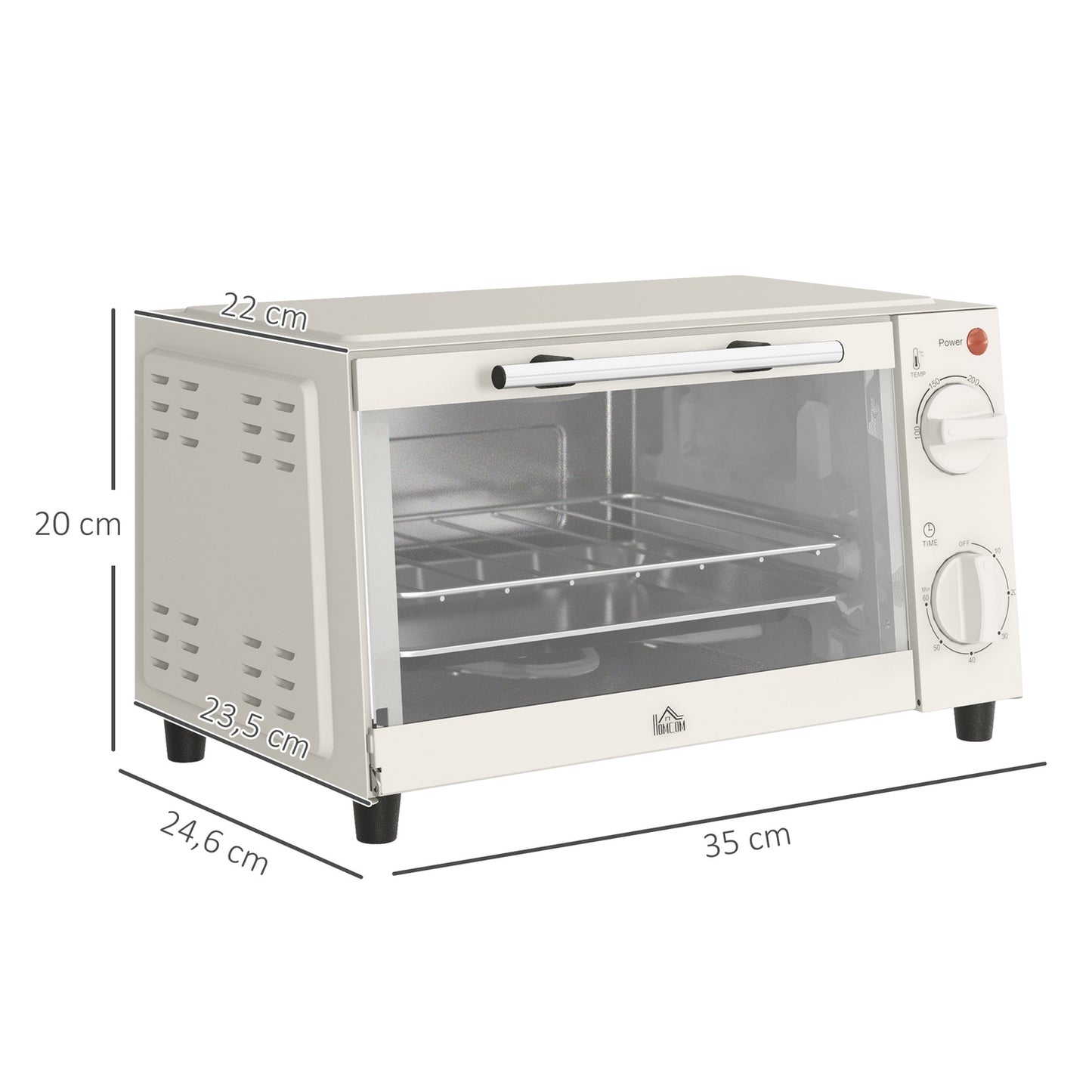 Mini oven 9L – 750W, Timer, Adjustable Temp, Cream white