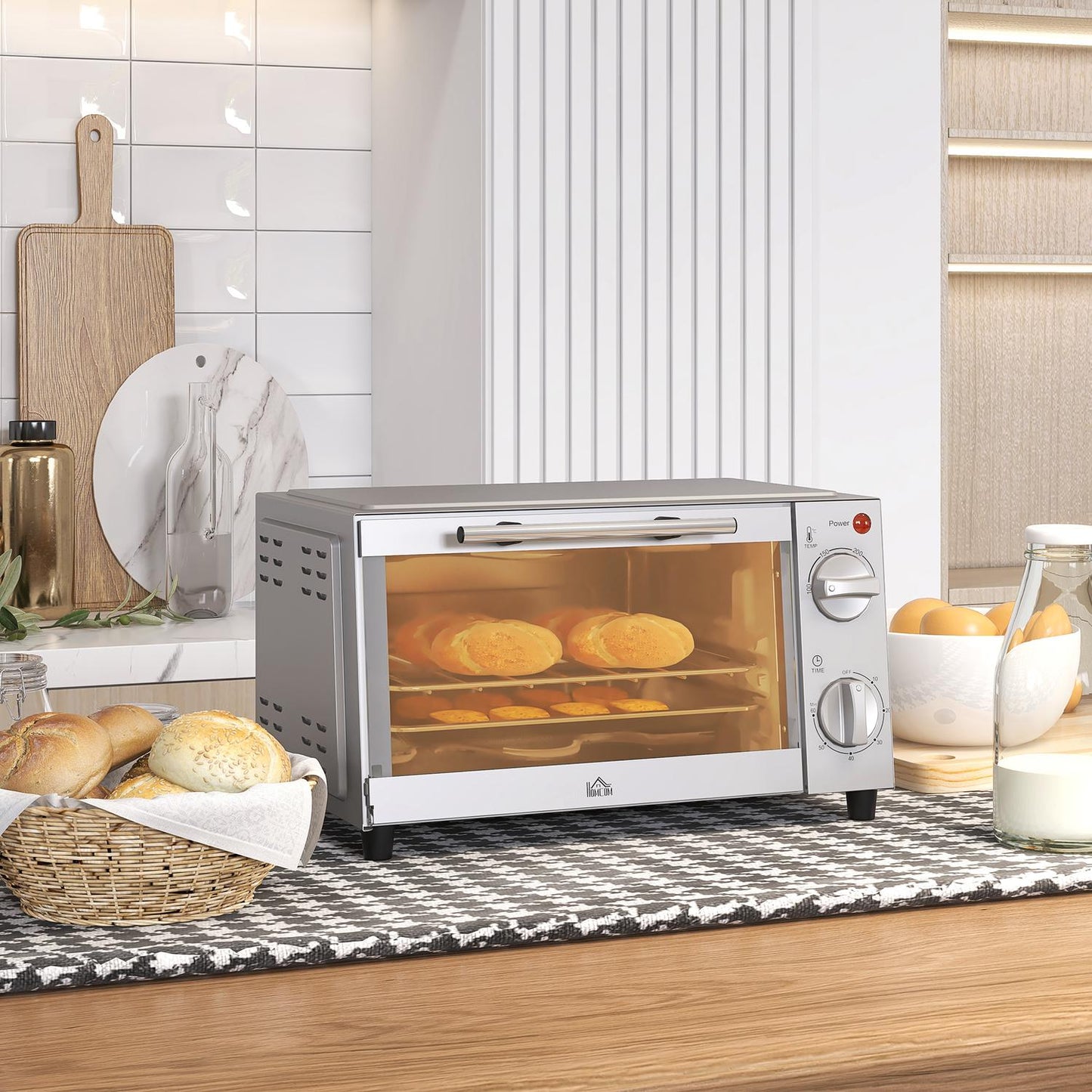 Mini oven 9L, Adjustable Temp & Timer, Stainless steel