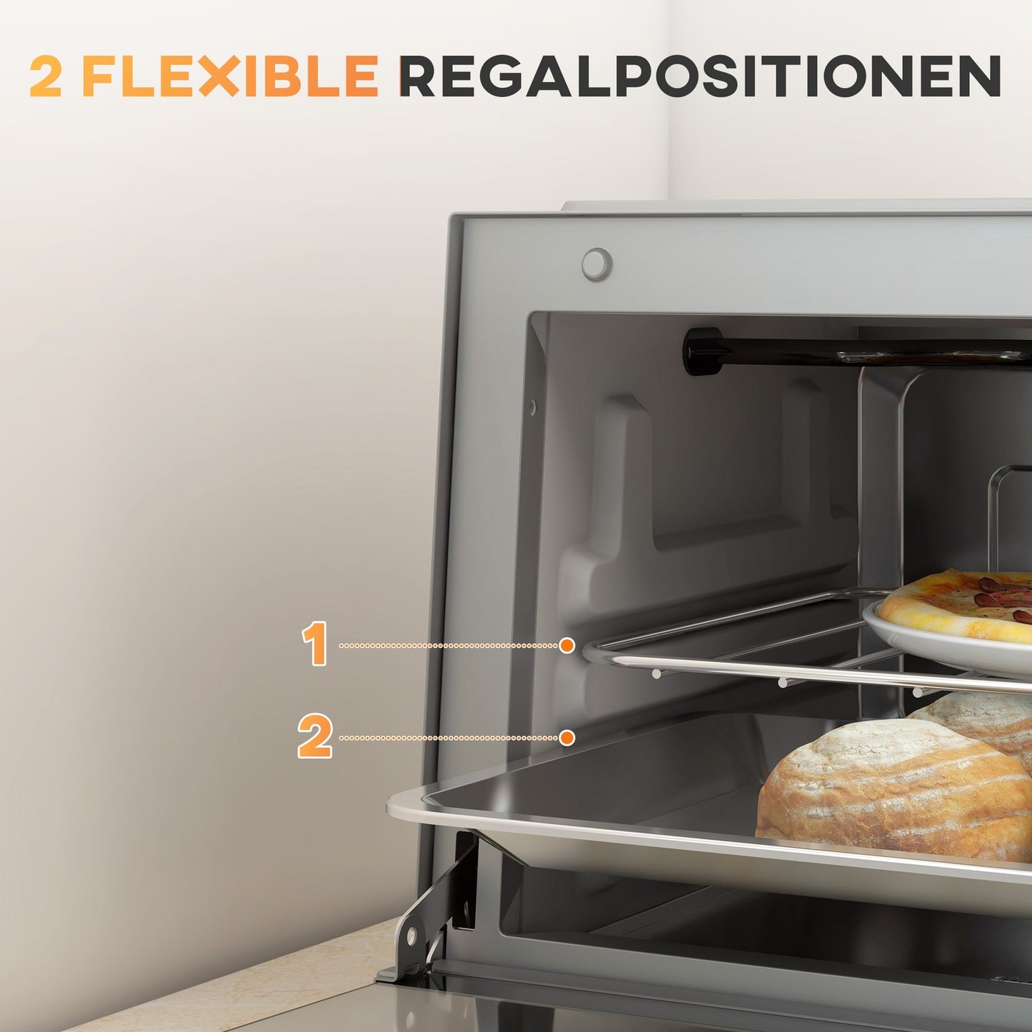 Mini oven 9L, Adjustable Temp & Timer, Stainless steel