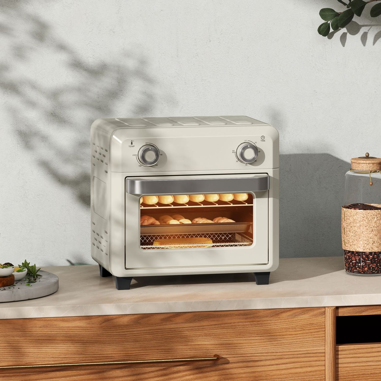 Mini Air Fryer Oven 10L, Stainless Steel, Touch Screen, 1000W