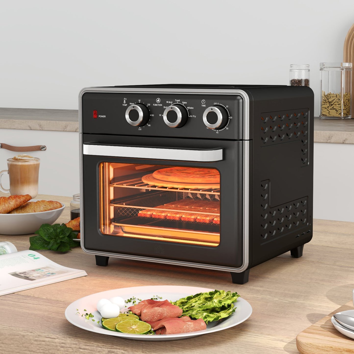 Mini oven with Air Fryer, 20L, Timer, 1400W, Metal