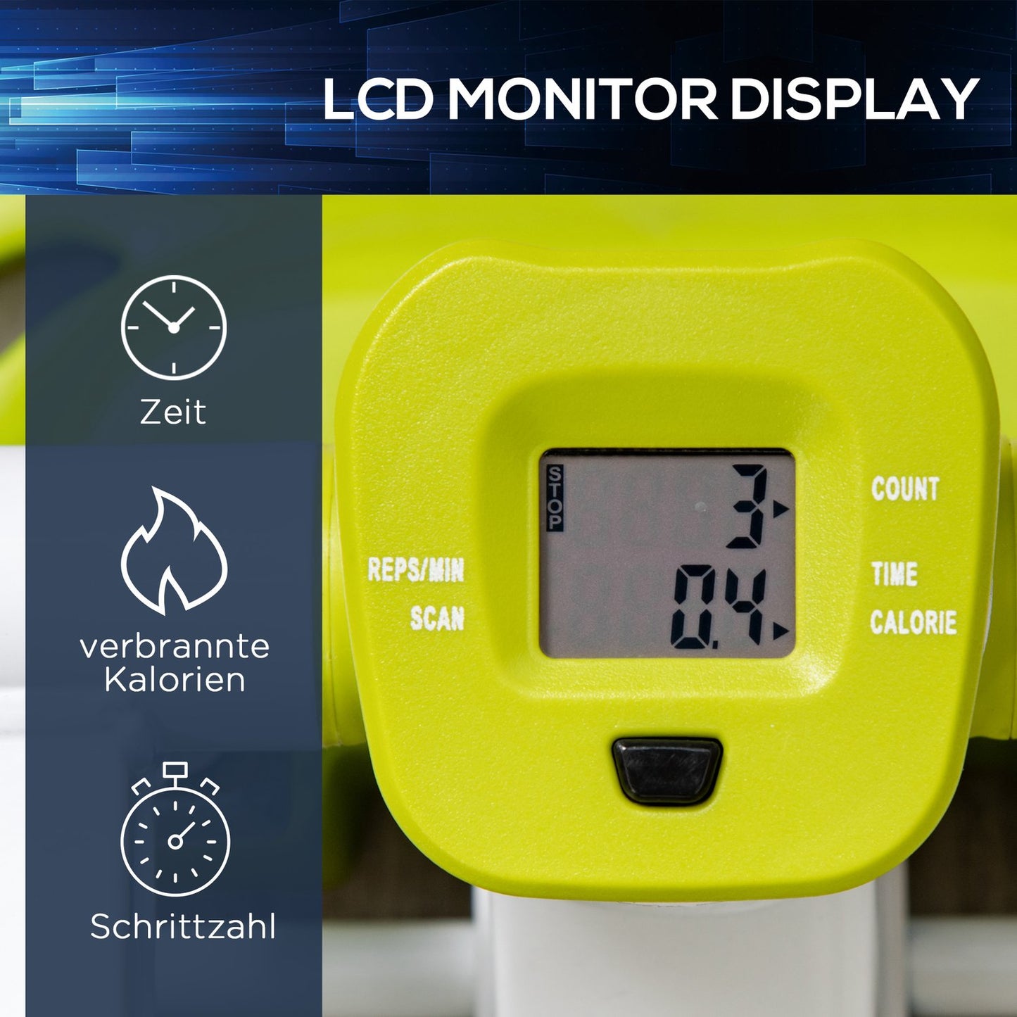 Mini Stepper for the home with LCD screen, non-slip pedals