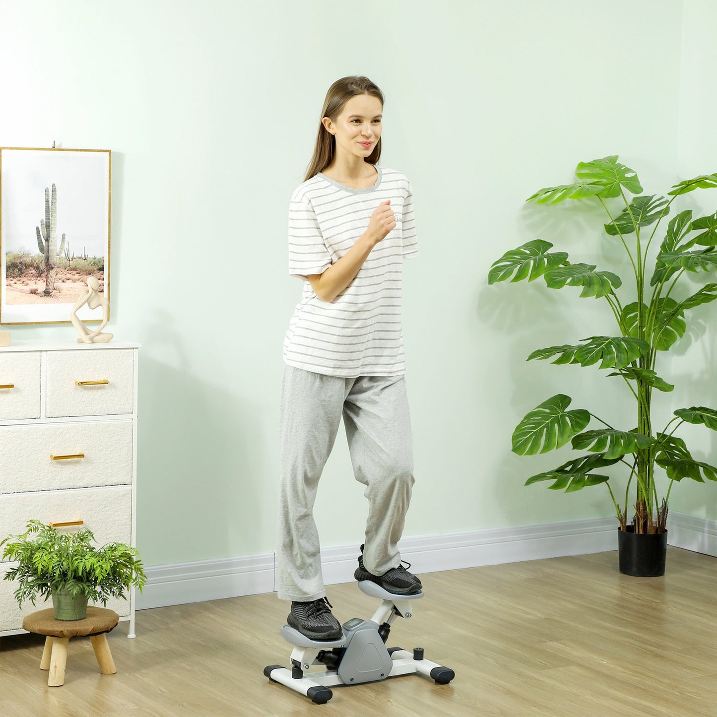 Mini Home Stepper with LCD & Non-Slip Pedals, Grey
