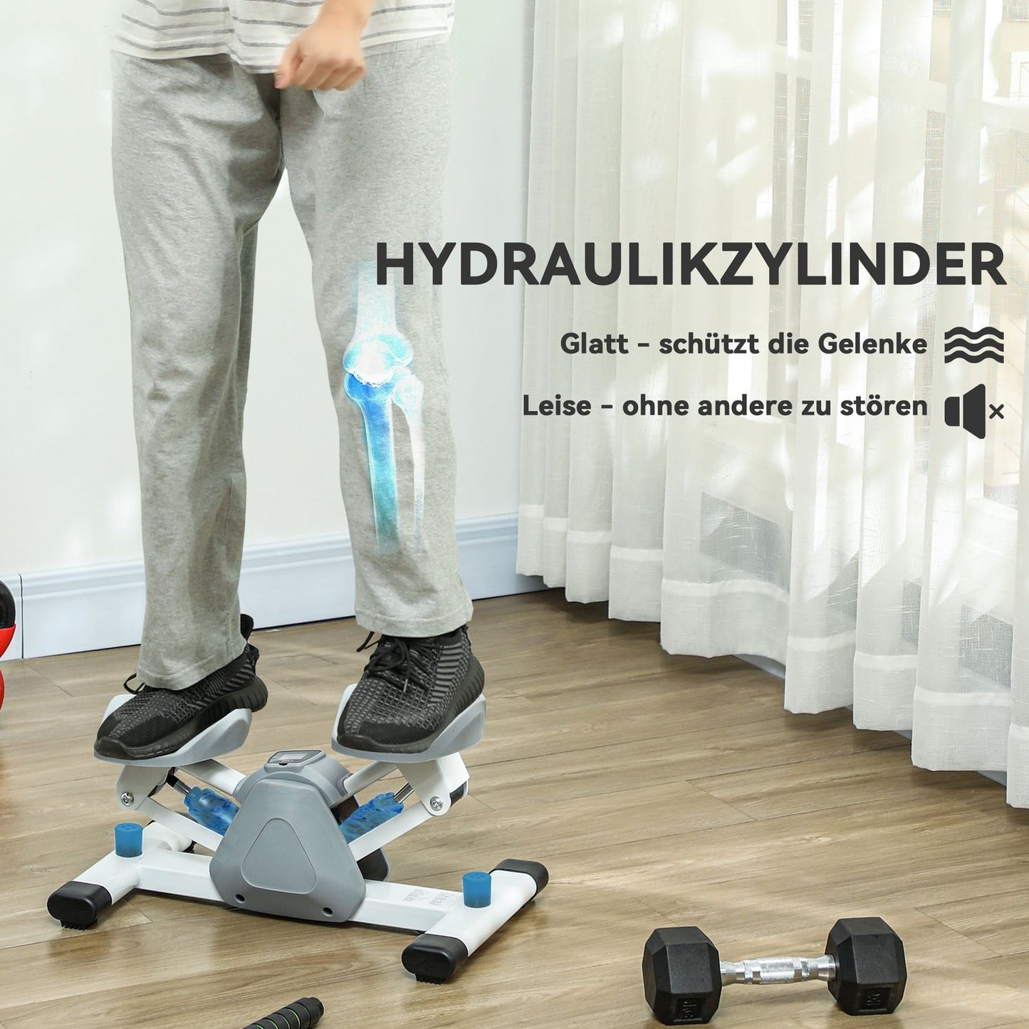 Mini Home Stepper with LCD & Non-Slip Pedals, Grey