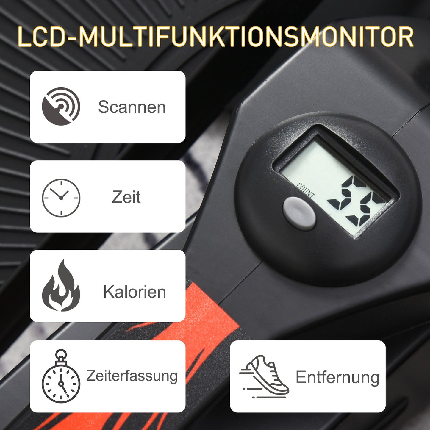 Mini Stepper with LCD, adjustable resistance, non-slip steps
