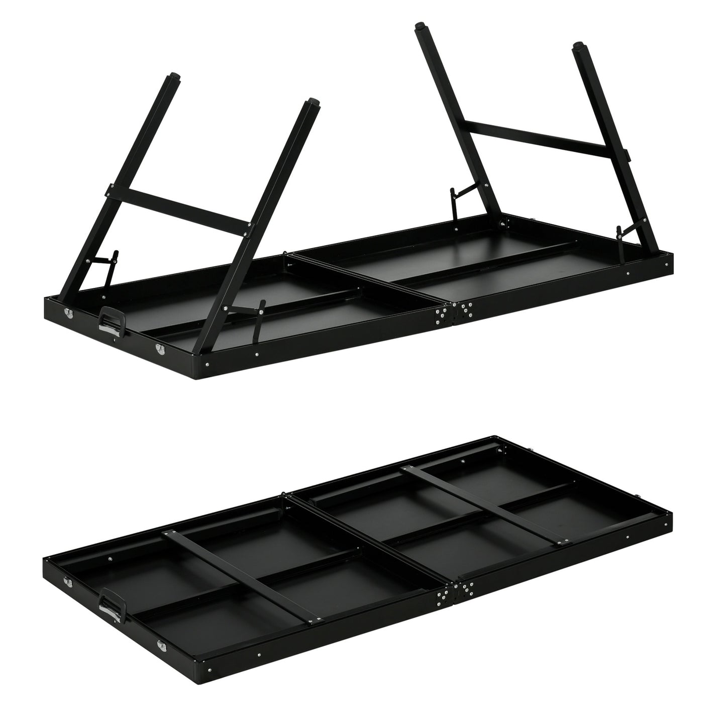 Folding Mini Table Tennis Set with Net - Black Aluminum