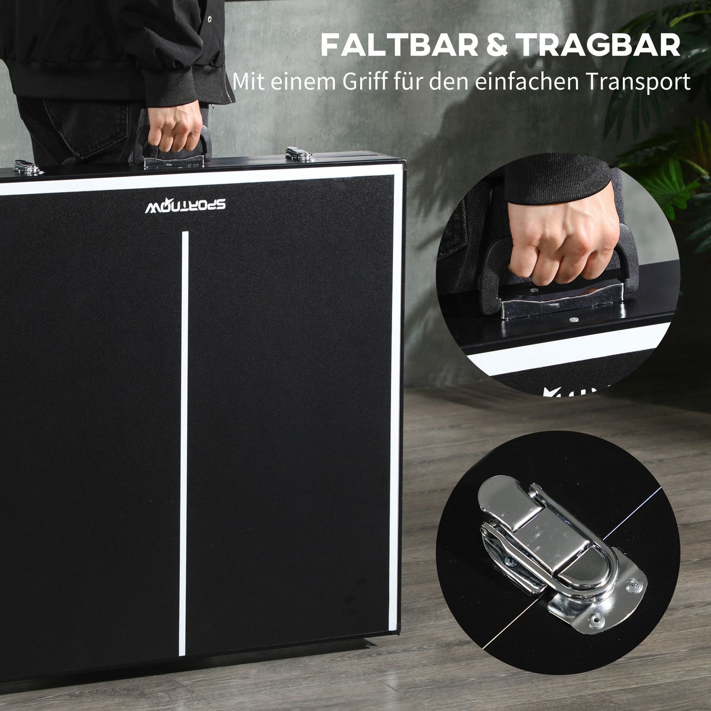 Folding Mini Table Tennis Set with Net - Black Aluminum