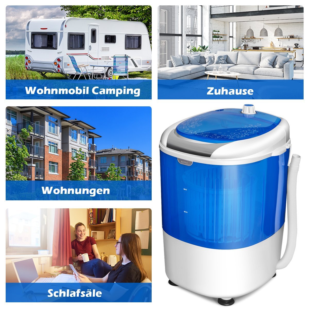 Mini washing machine travel washing machine washing machine with spin dryer blue