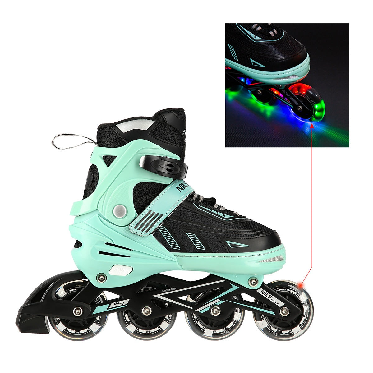 Mint LED Inline Skates, Size XL (43-45)