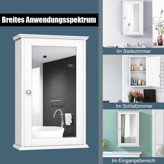 Mirror Bathroom Cabinet Wall Cabinet Storage Cabinet with Single 34 x 15 x 53 cm White