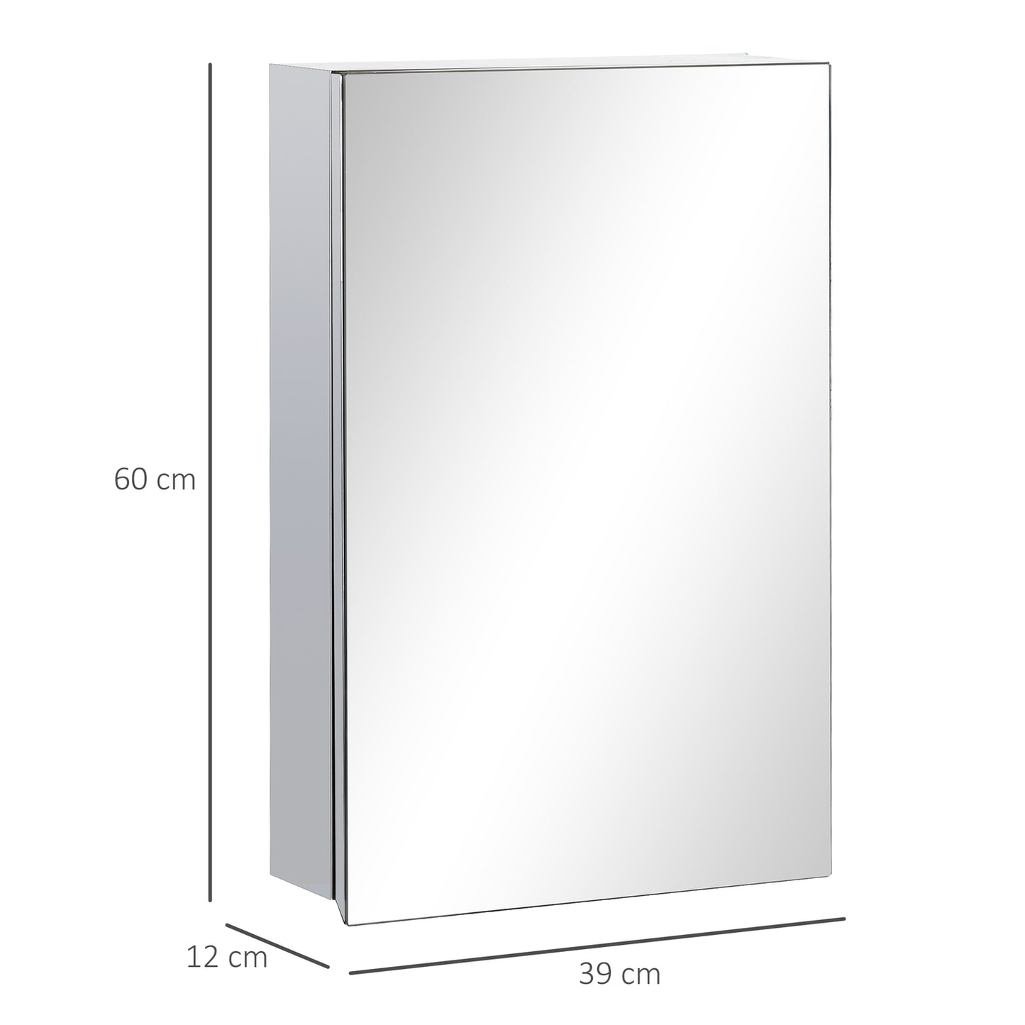 Bathroom mirror cabinet in stainless steel - 3-tier, Silver