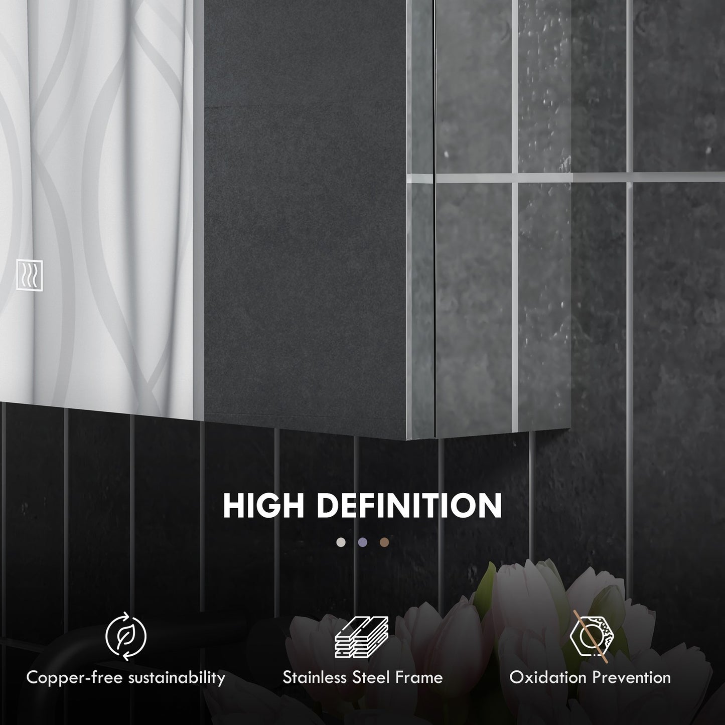 LED Mirror Cabinet with Touch Switch & Anti-Fog Shelves