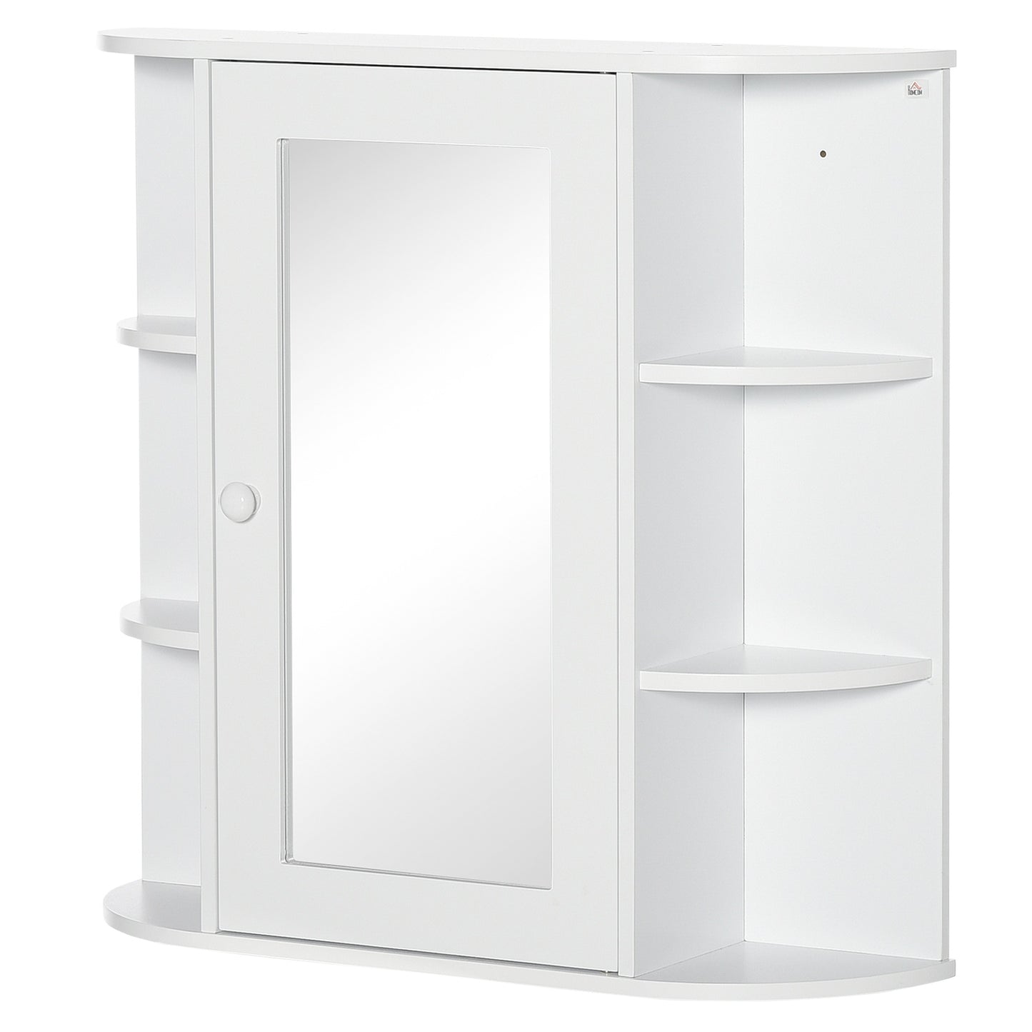 Wall-mounted bathroom mirror cabinet, 8 compartments, white