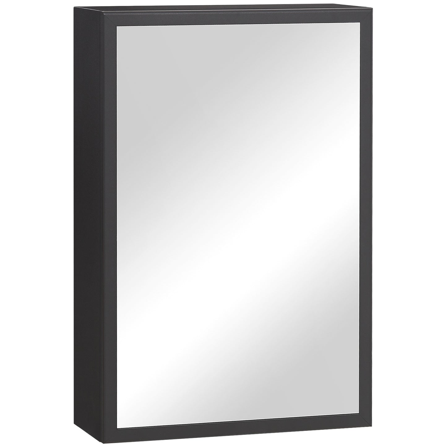 Black Wall cabinet with mirror & 3 shelves for bathroom