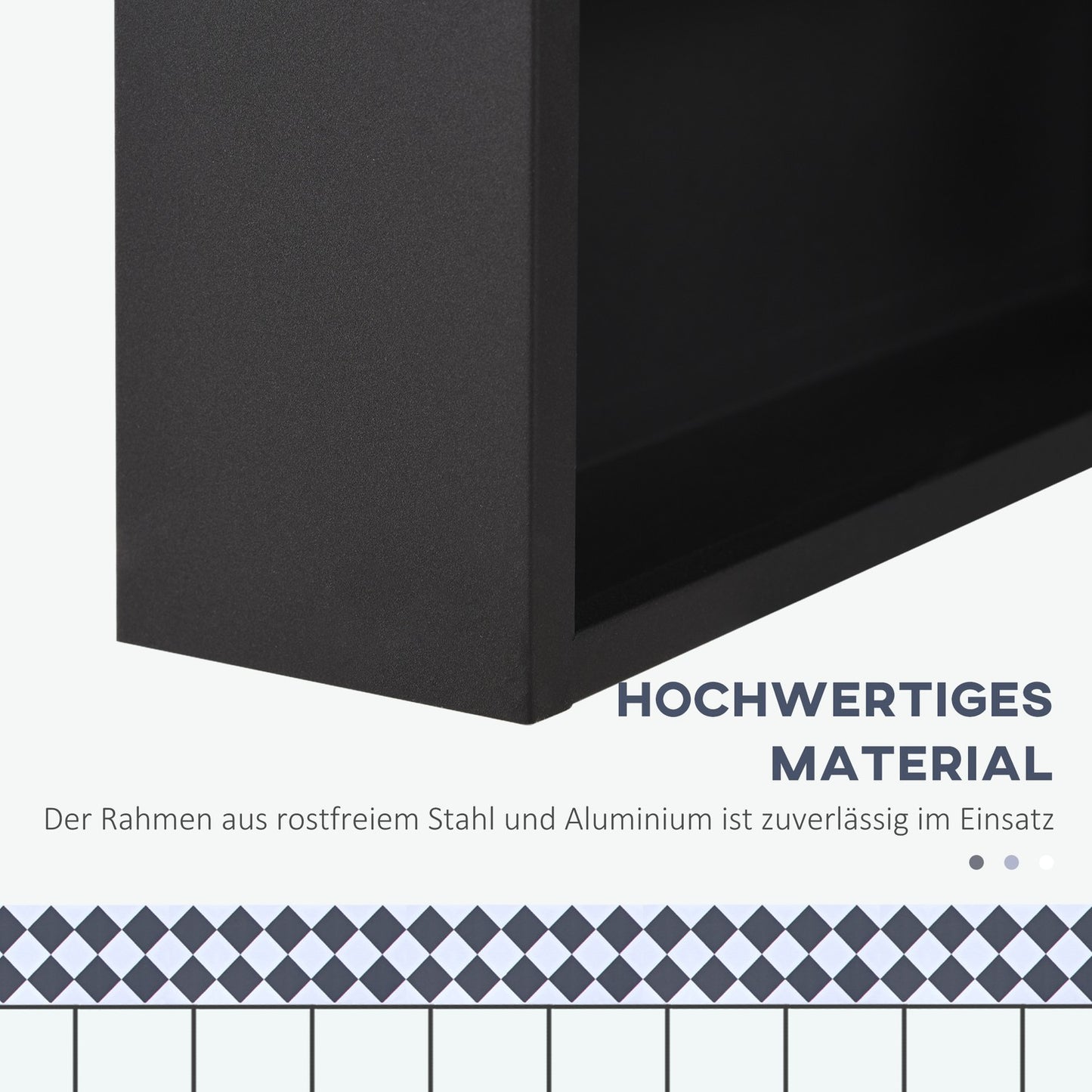 Black Wall cabinet with mirror & 3 shelves for bathroom
