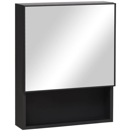 Bathroom mirror cabinet, stainless steel, glass shelves