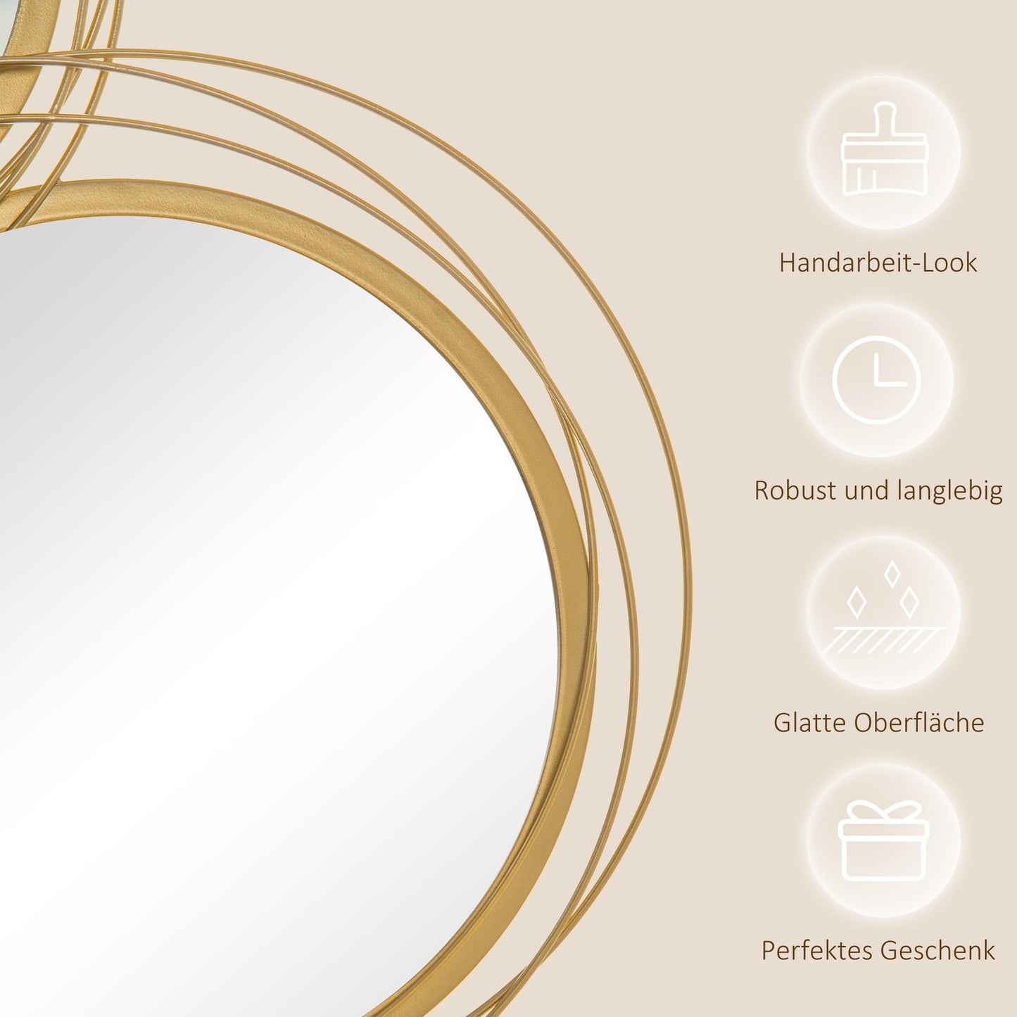 Round Metal Mirror Set - Wall Art for Living Room & Bedroom