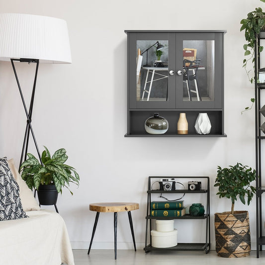 Mirror cabinet bathroom cabinet wall cabinet 56.5 x 13.5 x 58.5 cm gray