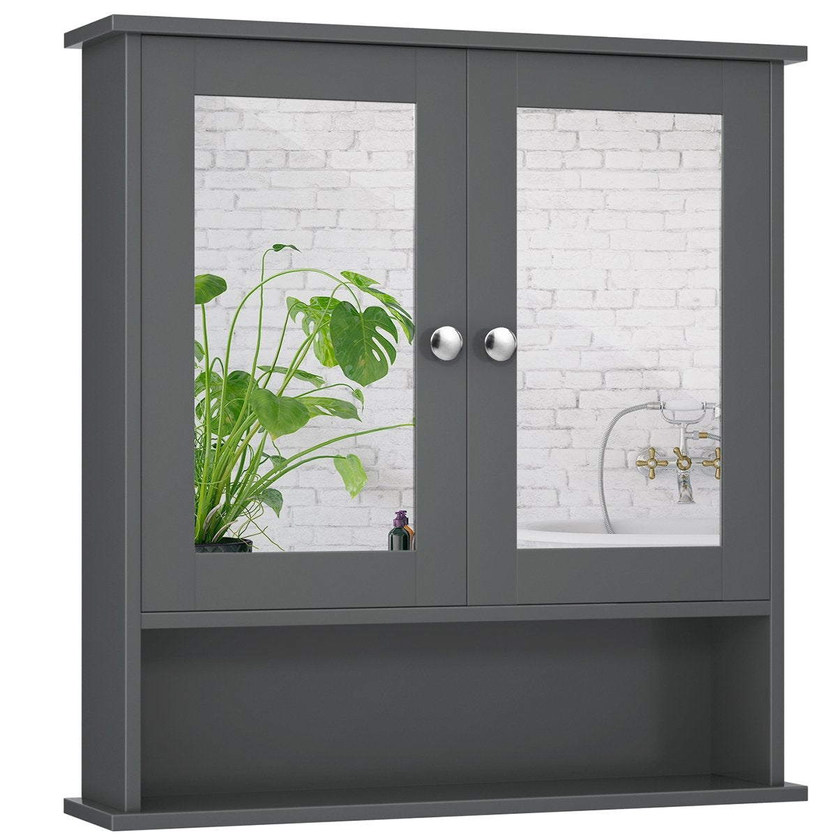Mirror cabinet bathroom cabinet wall cabinet 56.5 x 13.5 x 58.5 cm gray