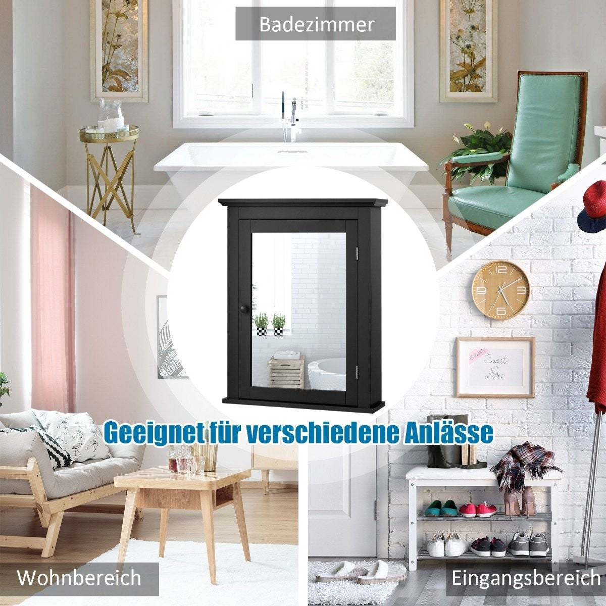 Mirror cabinet bathroom wall cabinet with mirror bathroom mirror cabinet black