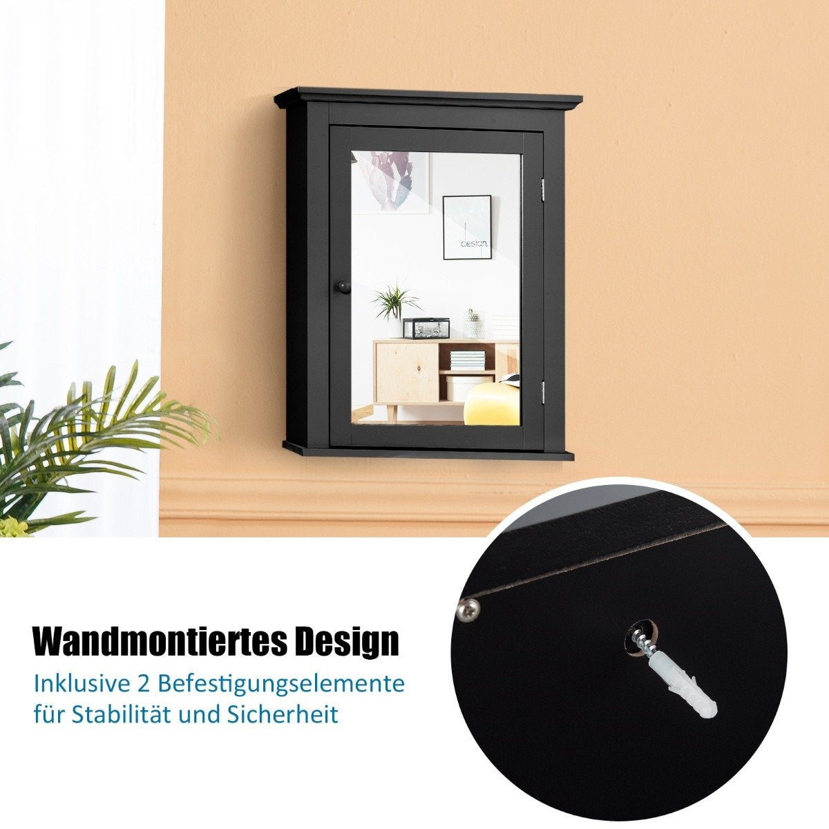 Mirror cabinet bathroom wall cabinet with mirror bathroom mirror cabinet black