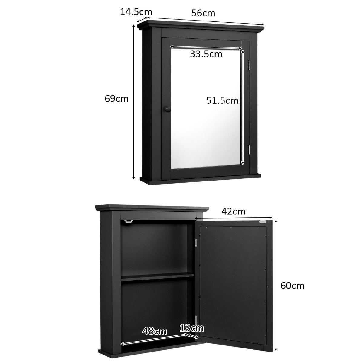 Mirror cabinet bathroom wall cabinet with mirror bathroom mirror cabinet black