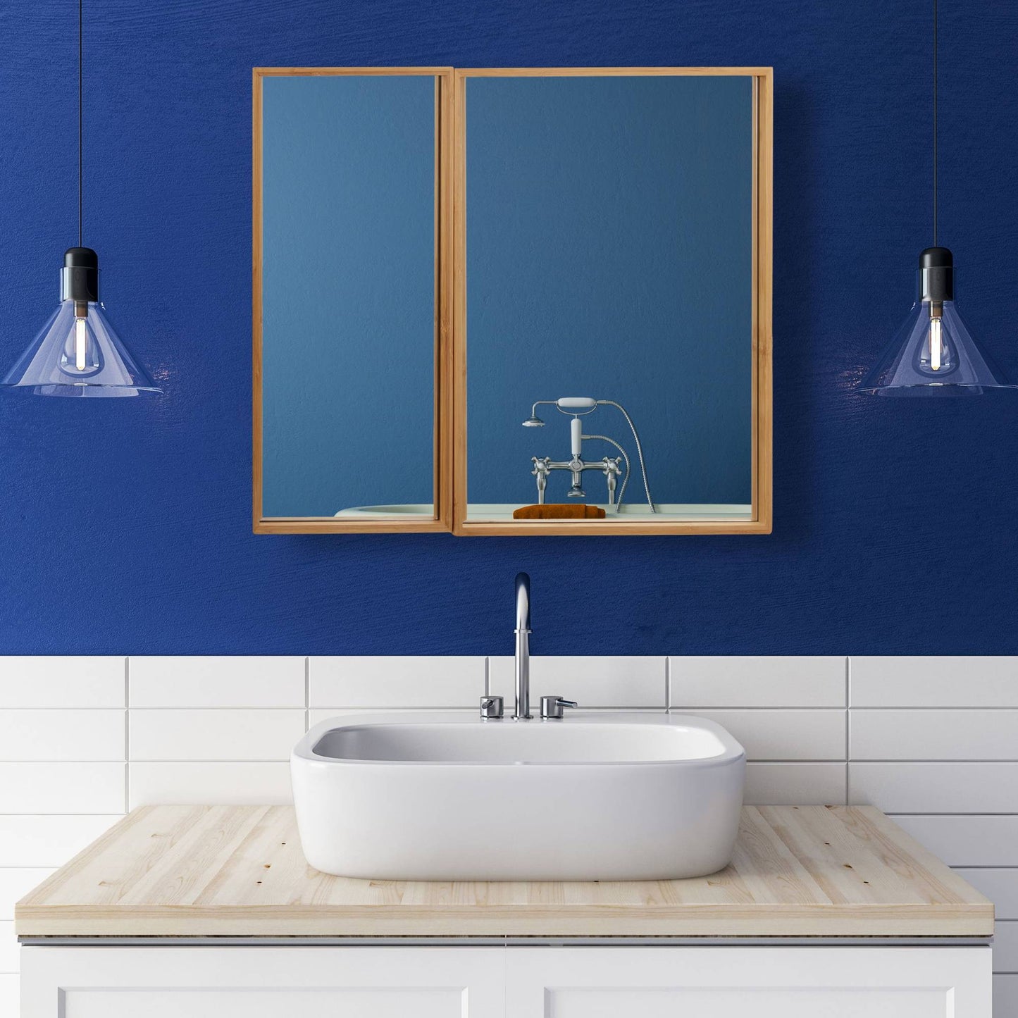 Mirror cabinet for bathroom with 2 doors