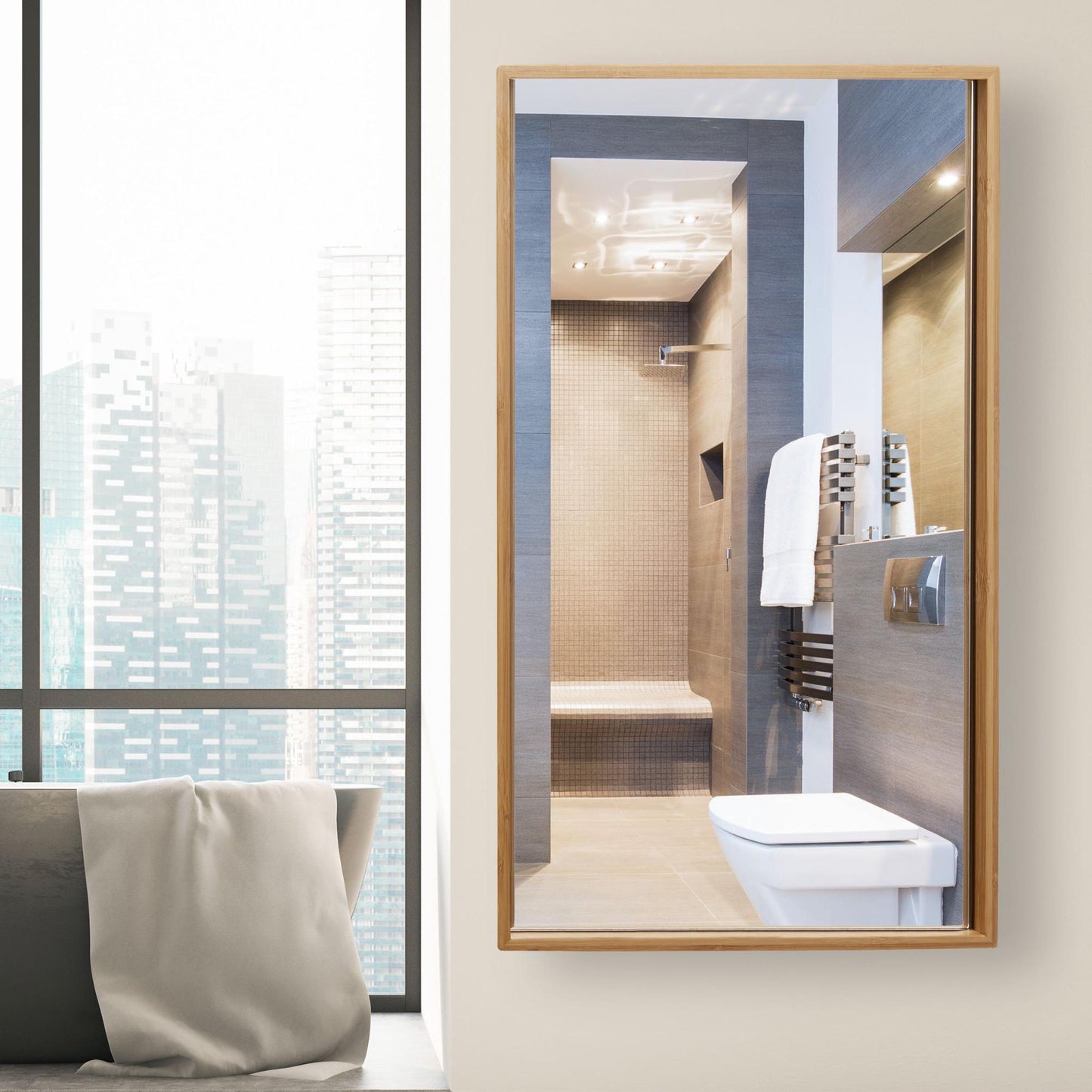 Mirror cabinet with door for bathroom