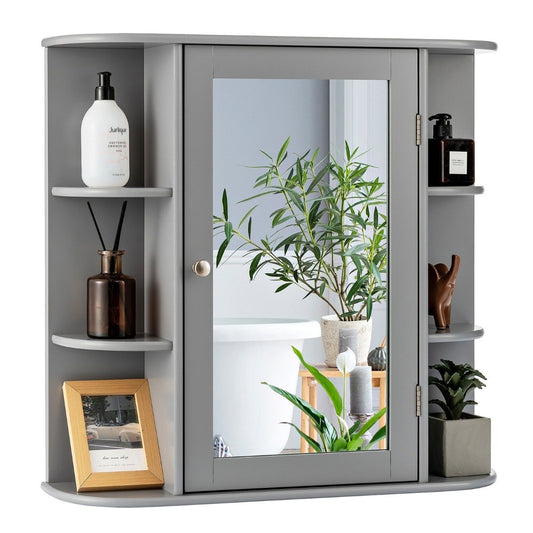 Mirrored bathroom cabinet wooden wall cabinet for bathroom 66 x 16.7 x 63 cm gray