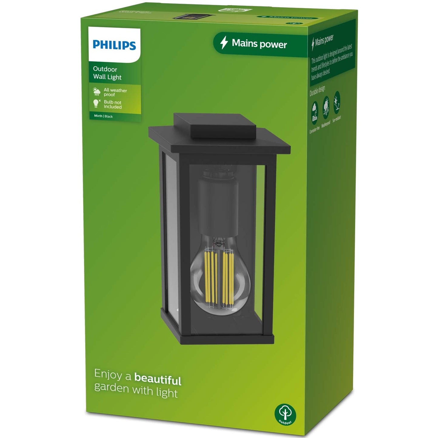 Mirth Wall light (E27 socket) IP44 Aluminium/Glass Black