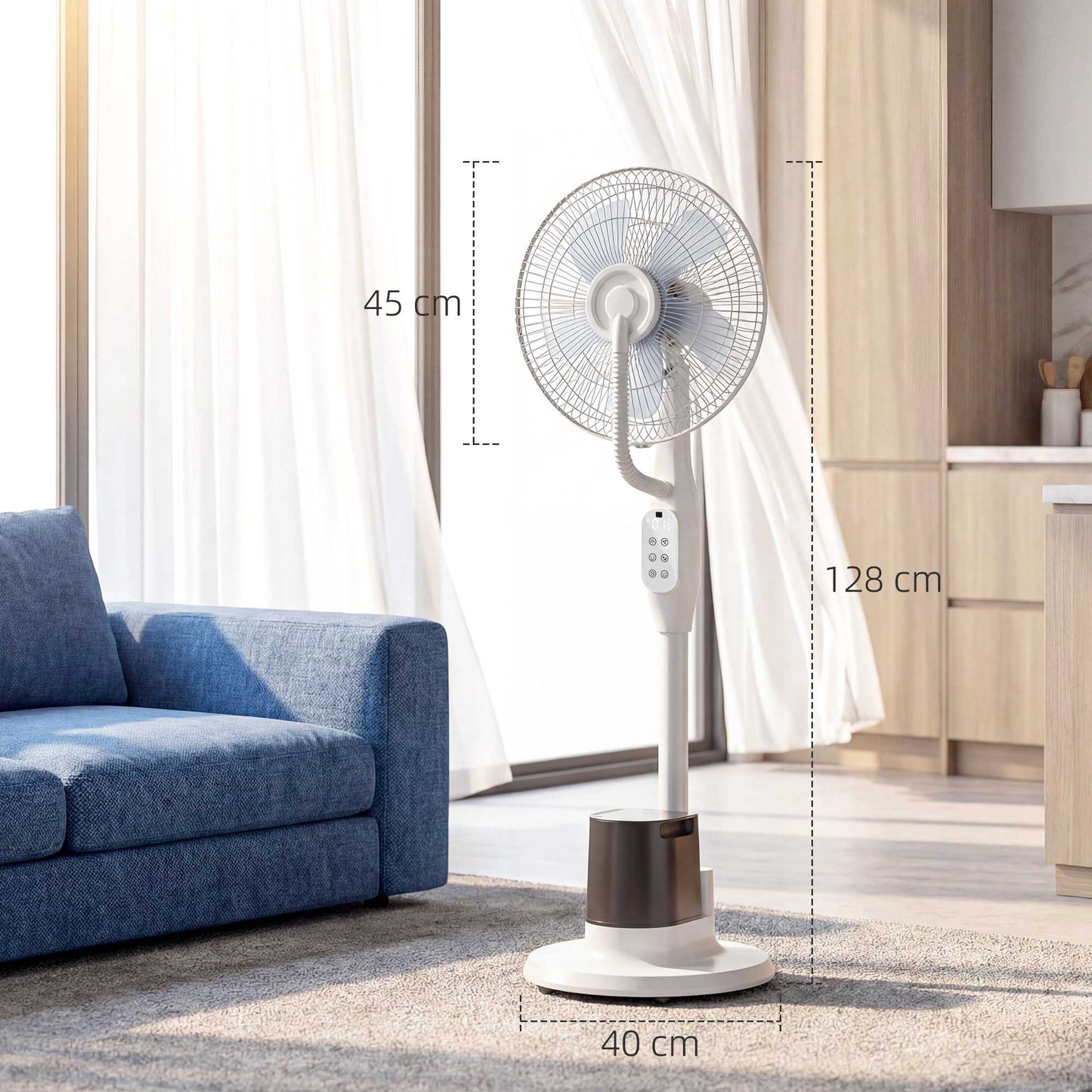 Misting Pedestal Fan, 70 Oscillation, 3.5L Tank, White