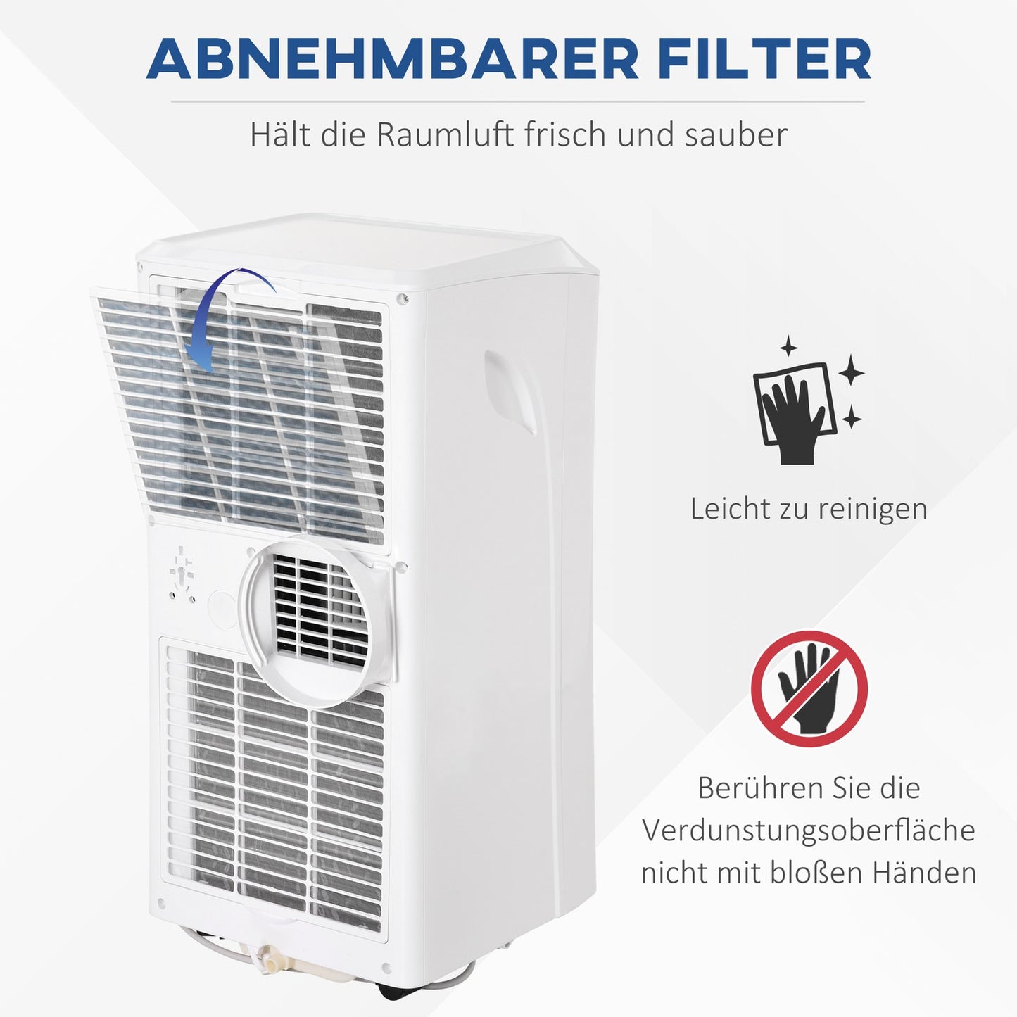 Portable air conditioner 2.9 kW with dehumidifier and timer