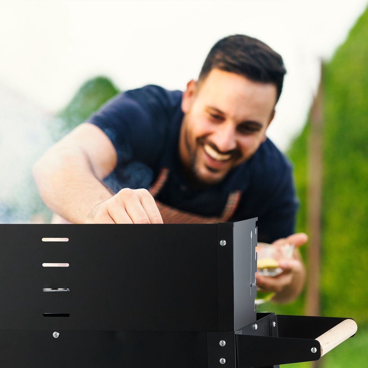 Mobile Barbecue Cart with Shelves and Wheels