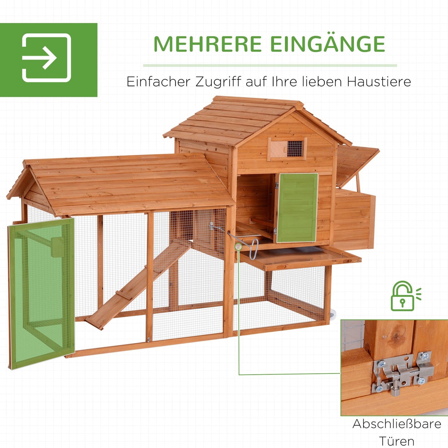 Mobile henhouse with wheels and nesting box - spruce wood