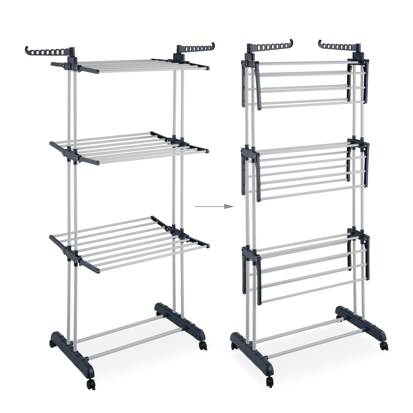 Mobile Clothes Airer with Wheels, Folding Wings