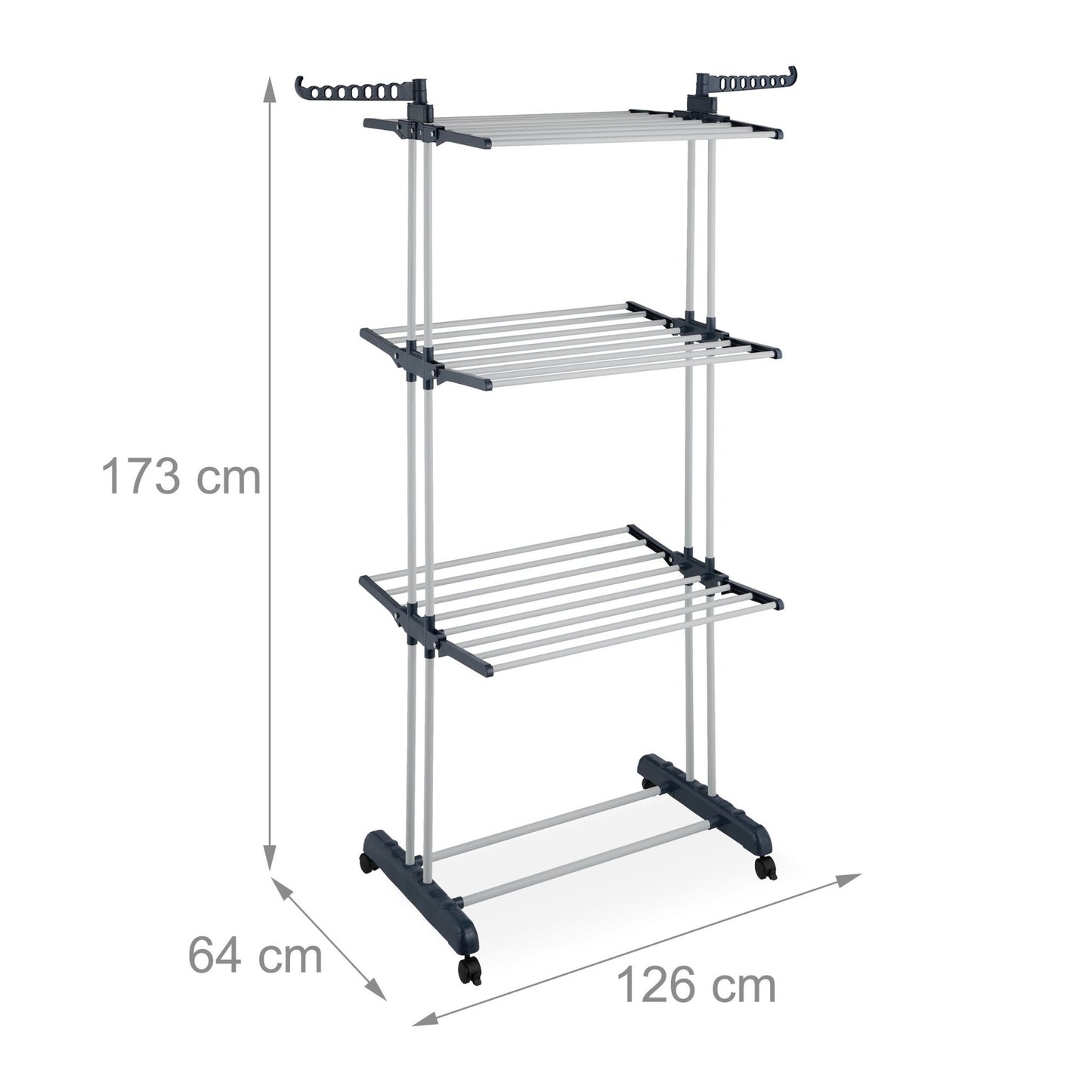 Mobile Clothes Airer with Wheels, Folding Wings