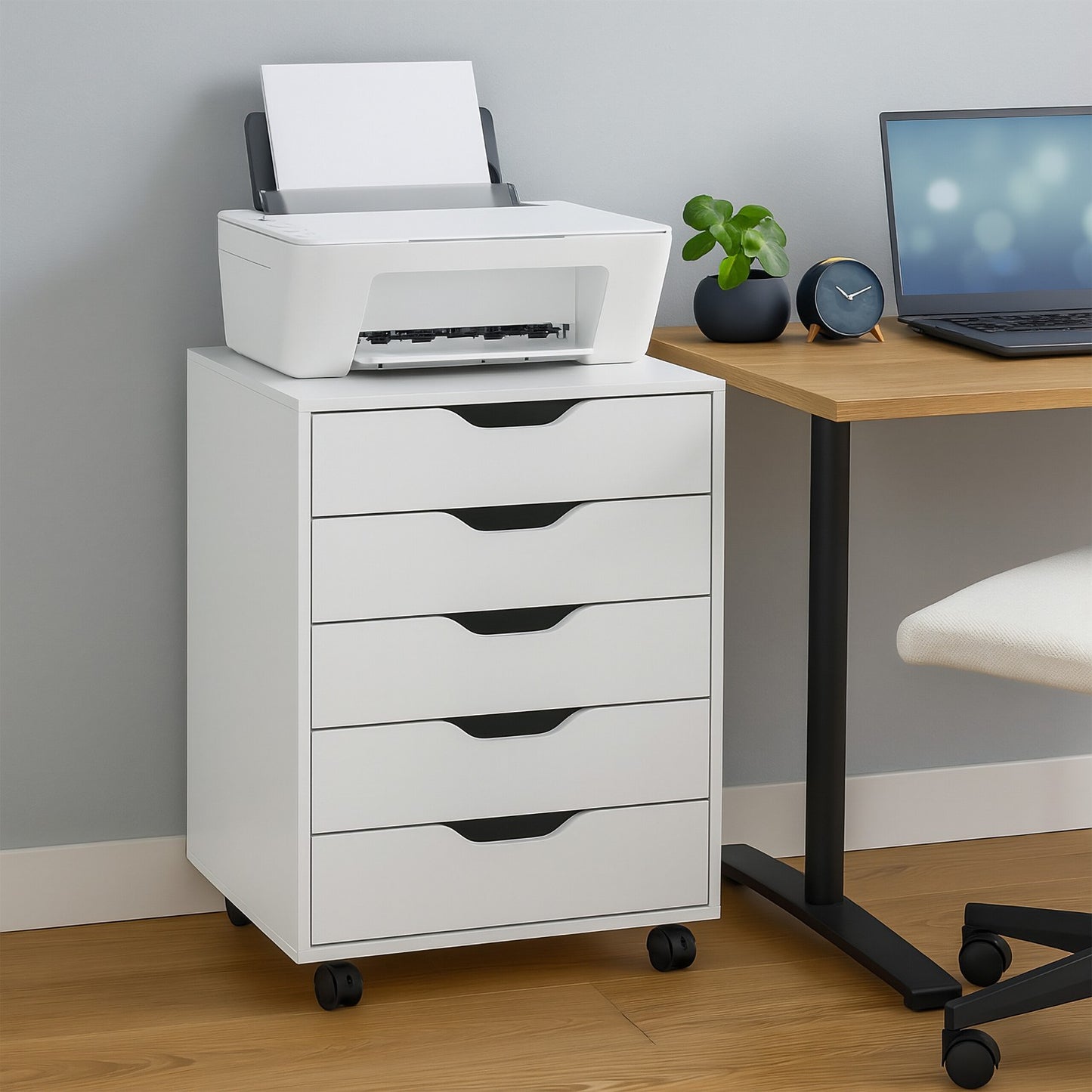 Mobile File Cabinet with 5 Drawers and Wheels