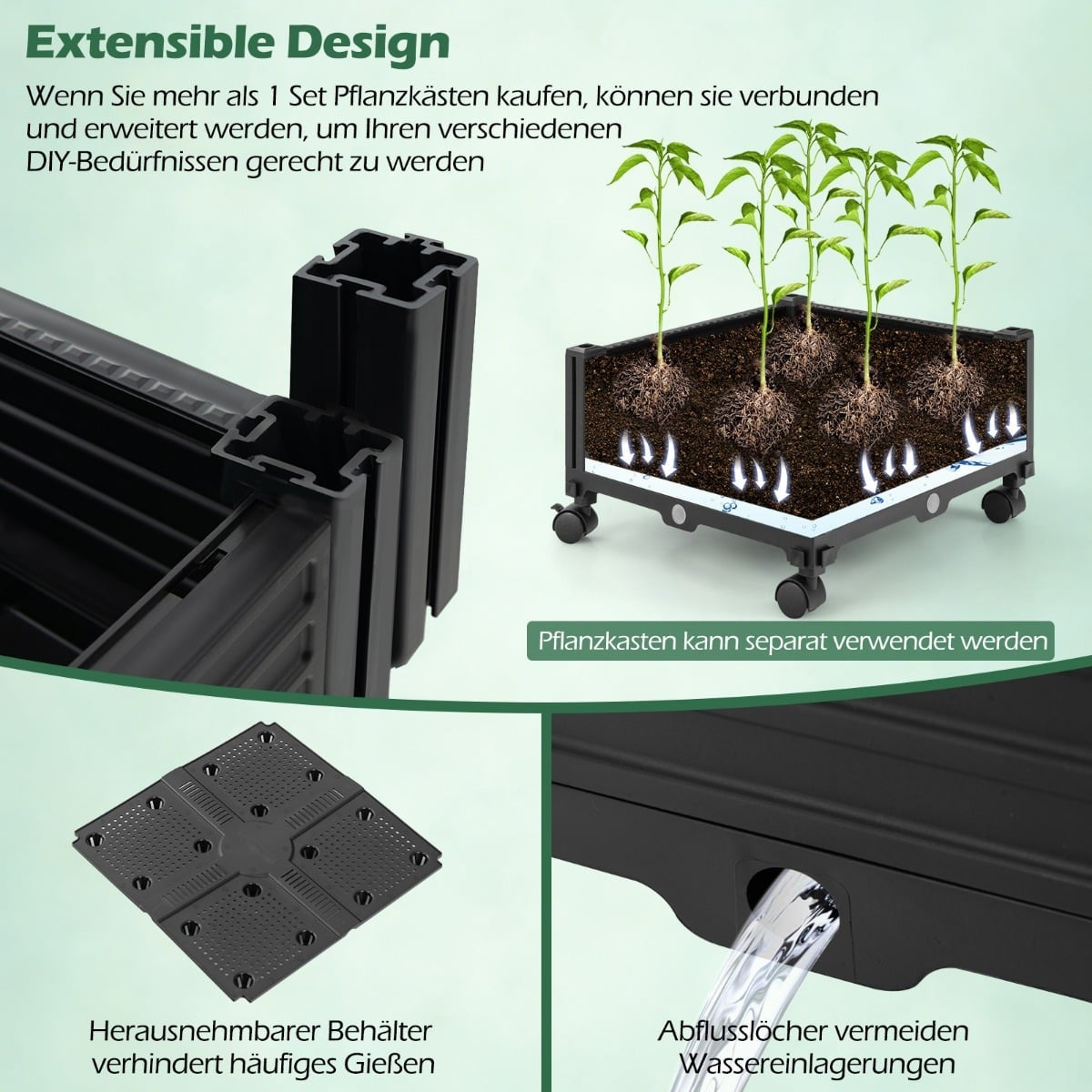 Mobile Garden Obelisk Planter with Trellis & Wheels