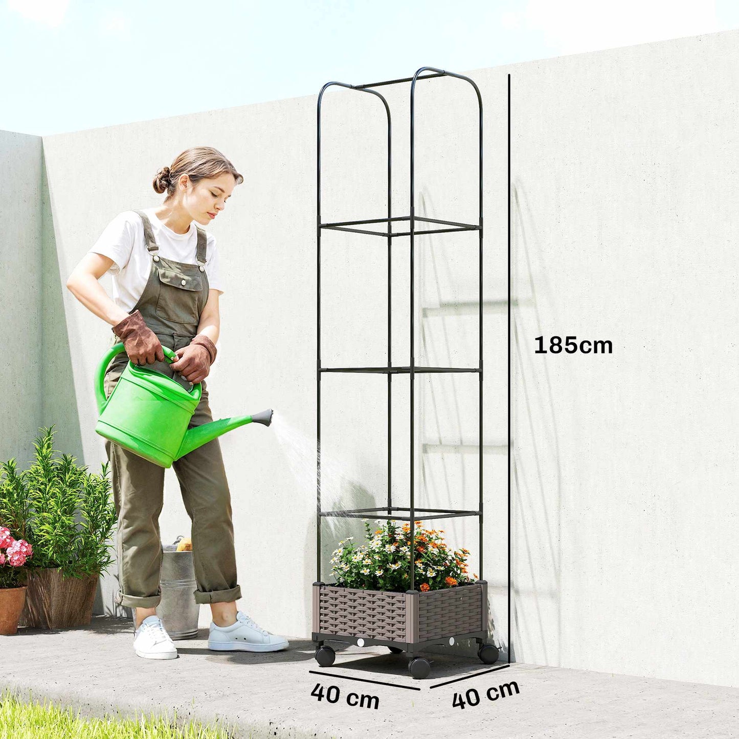 Mobile Planter Box with Trellis, 185cm, 24L Capacity