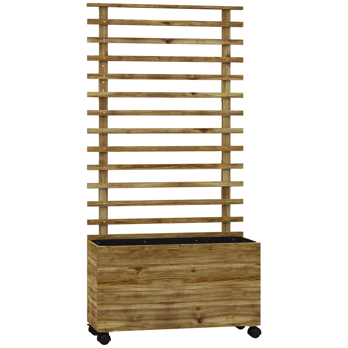 Mobile Planter Box with Trellis, Weatherproof Wood, 76x30x155 cm