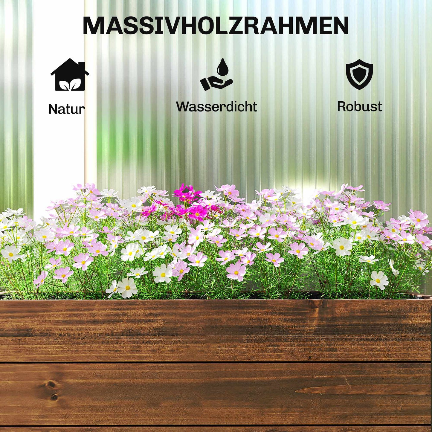 Mobile Raised Garden Bed with Wheels, 60x30x41 cm