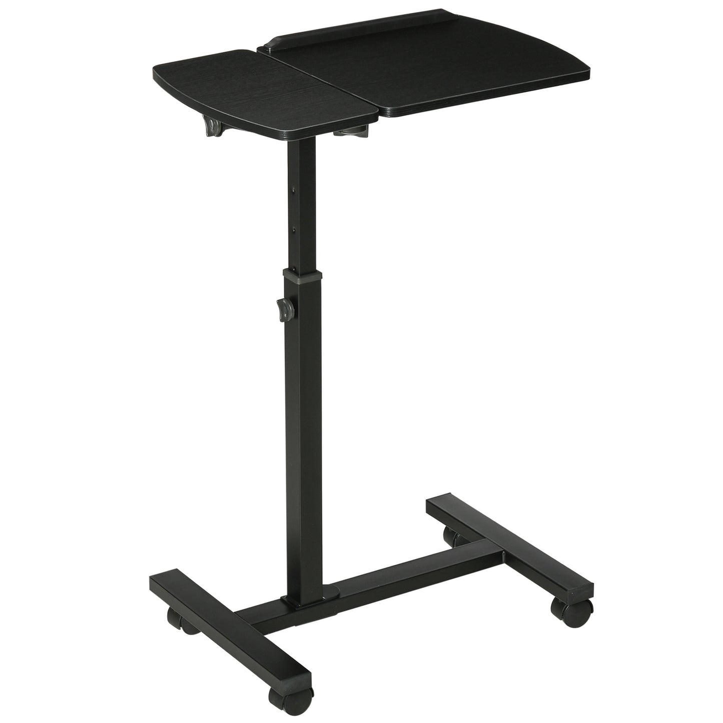 Mobile portable tripod table, adjustable height, black