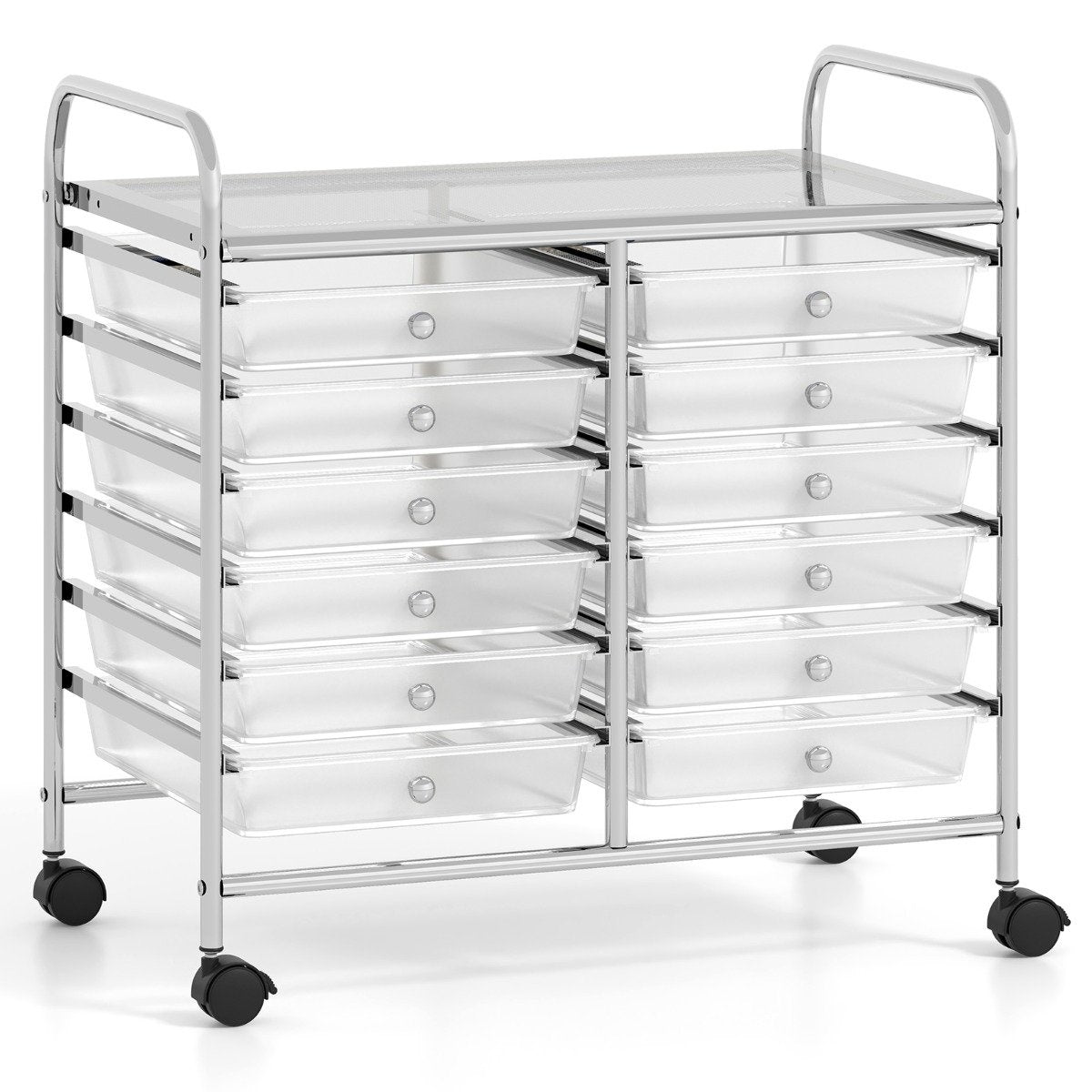 Mobile Storage Cart with 12 Stackable Drawers