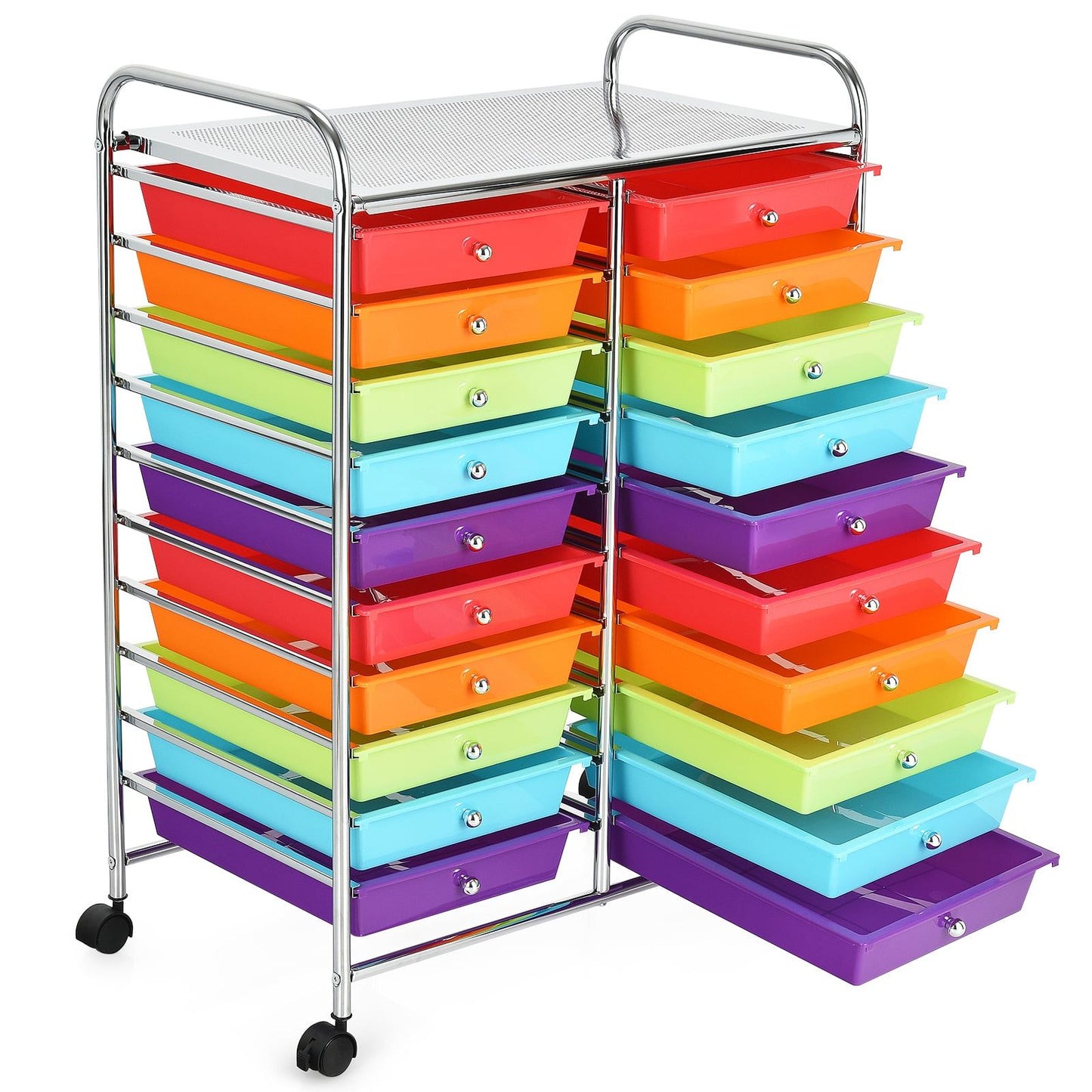 Mobile Storage Cart with 20 Colorful Drawers