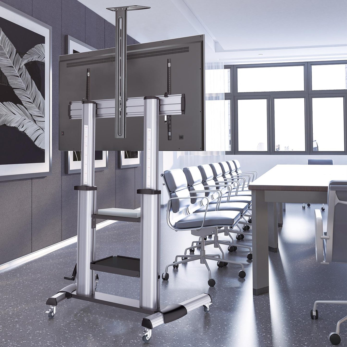 Mobile TV Stand with Wheels, 60-100"", 100kg Capacity
