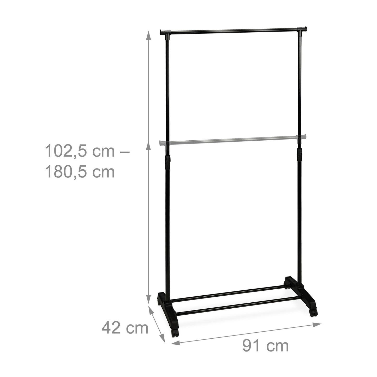 Mobile clothes stand with shelf