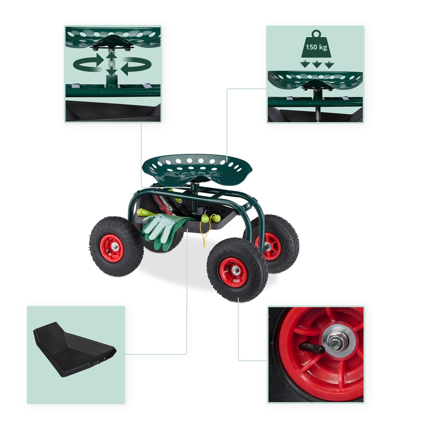 Mobile garden seat with storage
