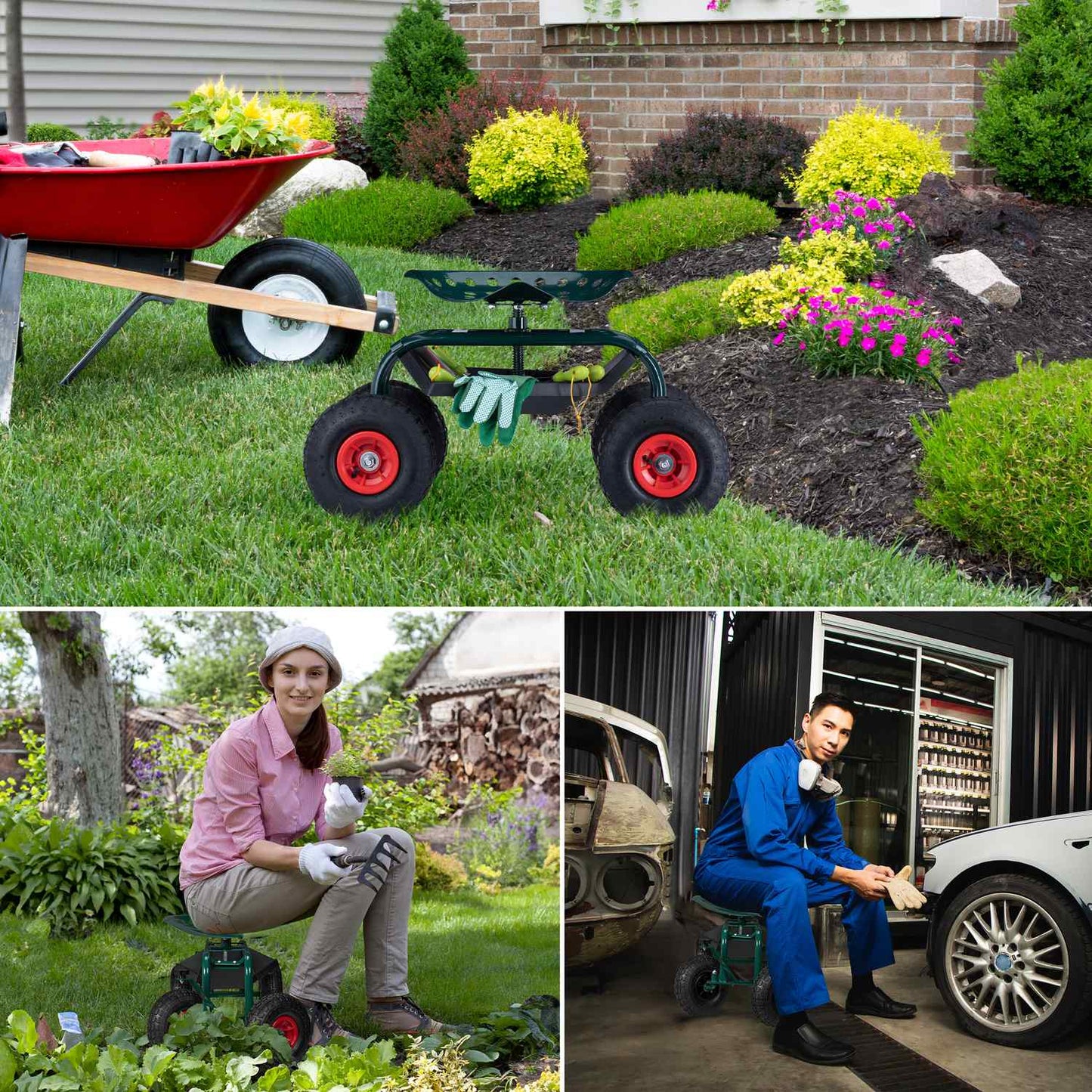 Mobile garden seat with storage