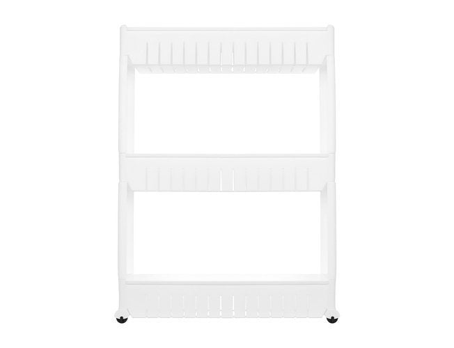 Mobile kitchen shelf on wheels, white